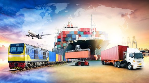 Artist illustration of various means of transportation. 